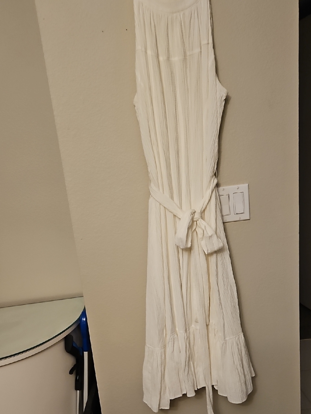 Calvin Klein Ivory Midi Dress with Waist Tie